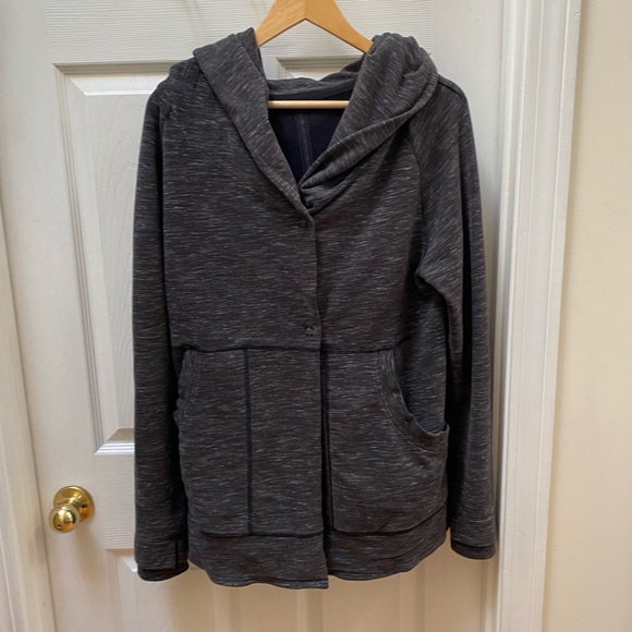 lululemon athletica Tops - Lululemon Gray button wrap front hooded sweatshirt